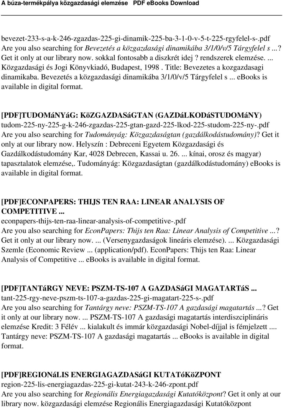 Bevezetés a közgazdasági dinamikába 3/1/0/v/5 Tárgyfelel s.