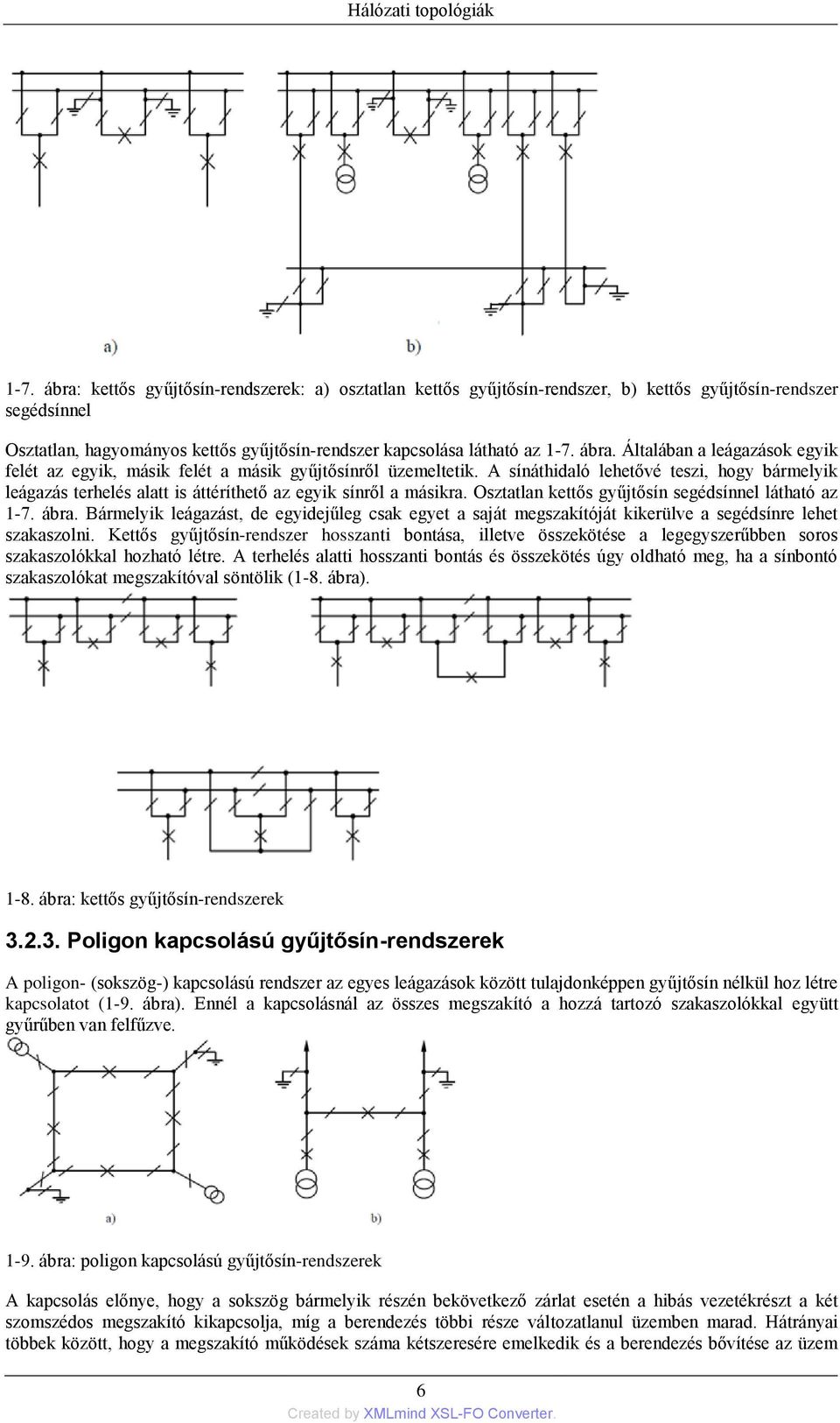 Általában a leágazások egyik felét az egyik, másik felét a másik gyűjtősínről üzemeltetik.