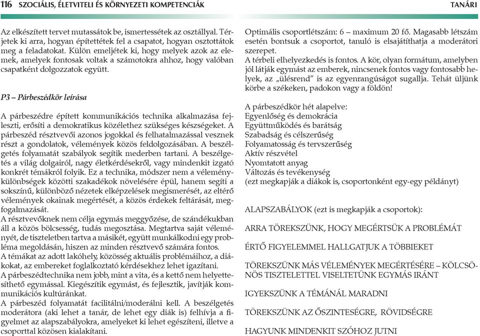 Külön emeljétek ki, hogy melyek azok az elemek, amelyek fontosak voltak a számotokra ahhoz, hogy valóban csapatként dolgozzatok együtt.