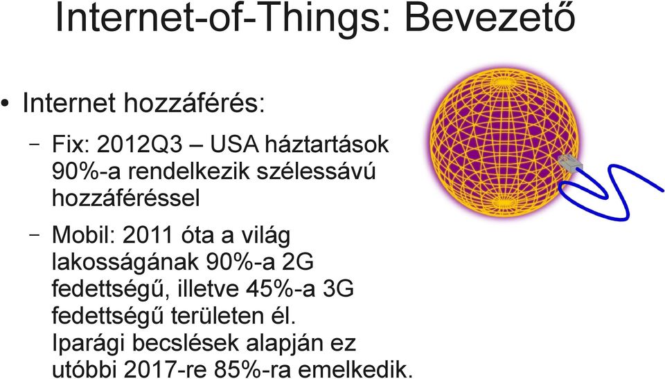 a világ lakosságának 90%-a 2G fedettségű, illetve 45%-a 3G fedettségű