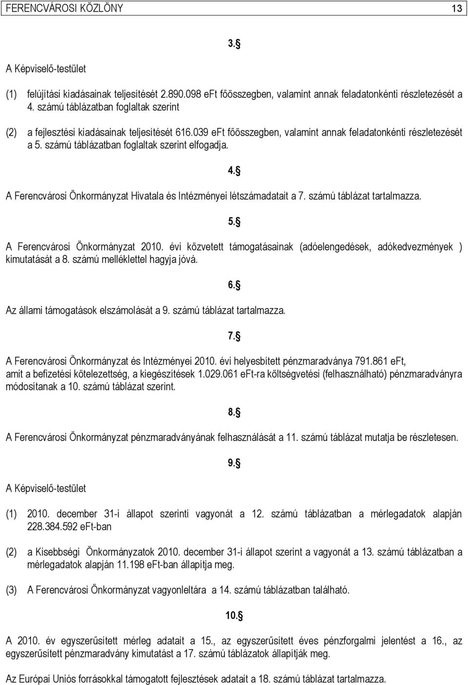 A Ferencvárosi Önkormányzat Hivatala és Intézményei létszámadatait a 7. számú táblázat tartalmazza. 4. 5. A Ferencvárosi Önkormányzat 2010.