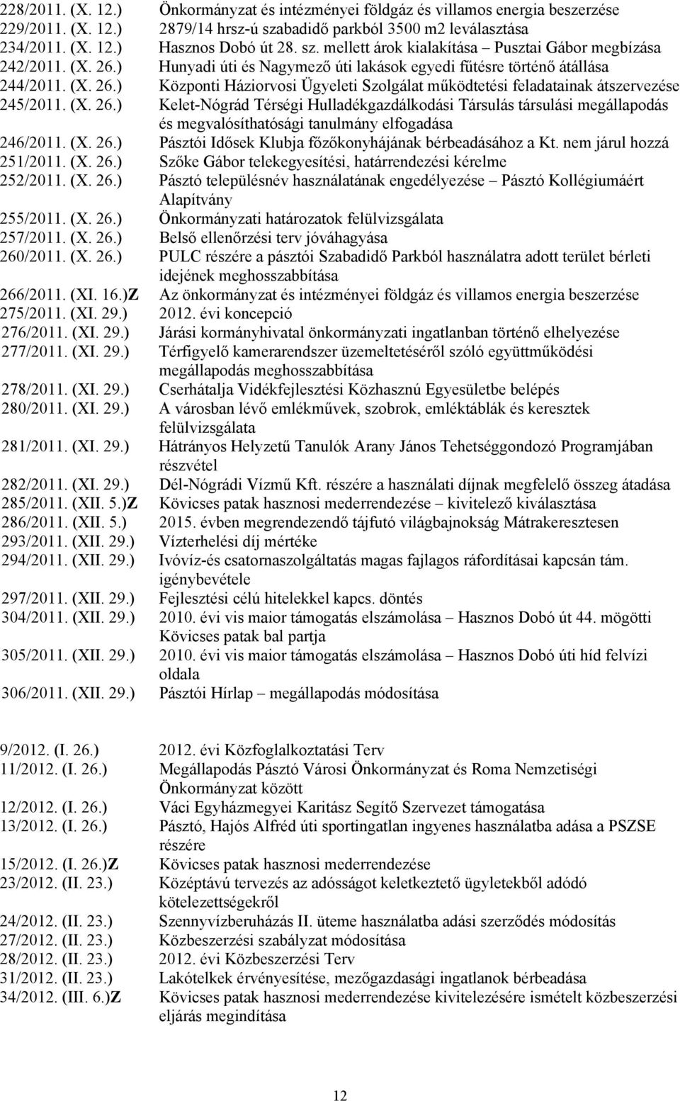 (X. 26.) Kelet-Nógrád Térségi Hulladékgazdálkodási Társulás társulási megállapodás és megvalósíthatósági tanulmány elfogadása 246/2011. (X. 26.) Pásztói Idősek Klubja főzőkonyhájának bérbeadásához a Kt.