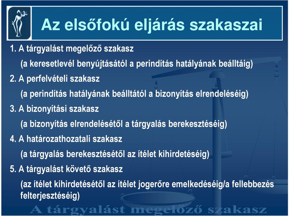 A perfelvételi szakasz (a perindítás hatályának beálltától a bizonyítás elrendeléséig) 3.