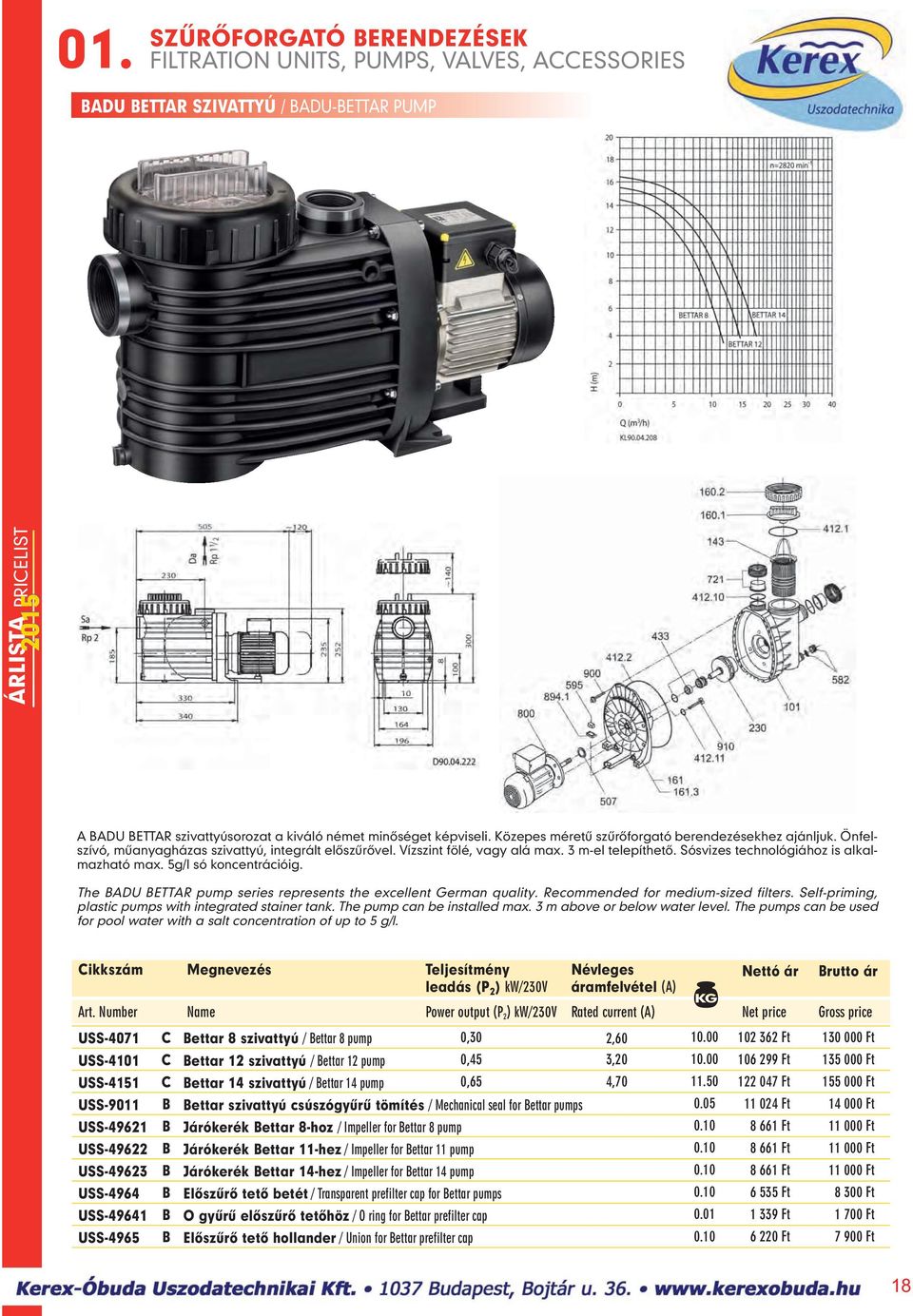 The BADU BETTAR pump series represents the excellent German quality. Recommended for medium-sized filters. Self-priming, plastic pumps with integrated stainer tank. The pump can be installed max.