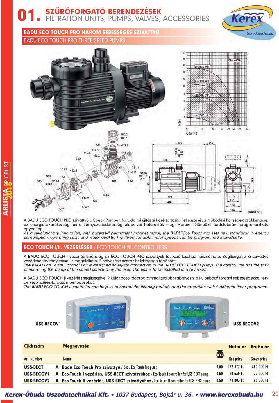 As a revolutionary innovation, with patented permanent magnet motor, the BADU Eco Touch-pro sets new standards in energy consumption, operating costs and water quality.