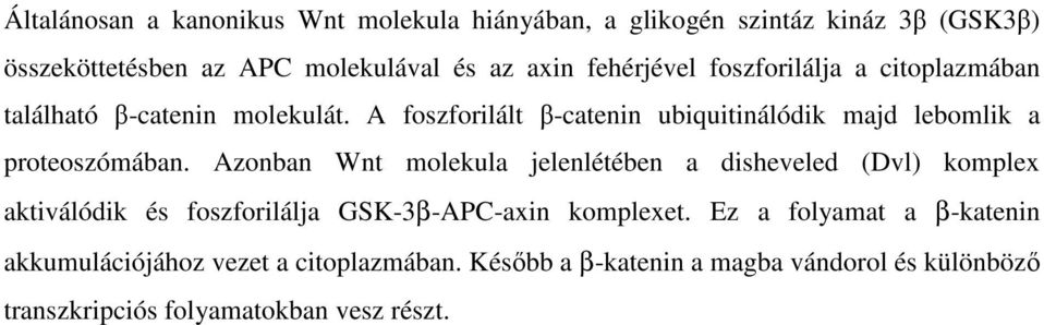 A foszforilált β-catenin ubiquitinálódik majd lebomlik a proteoszómában.