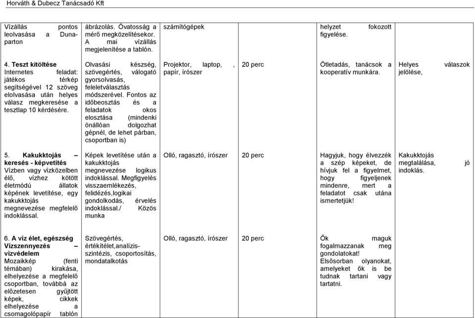 Olvasási készség, szövegértés, válogató gyorsolvasás, feleletválasztás módszerével.