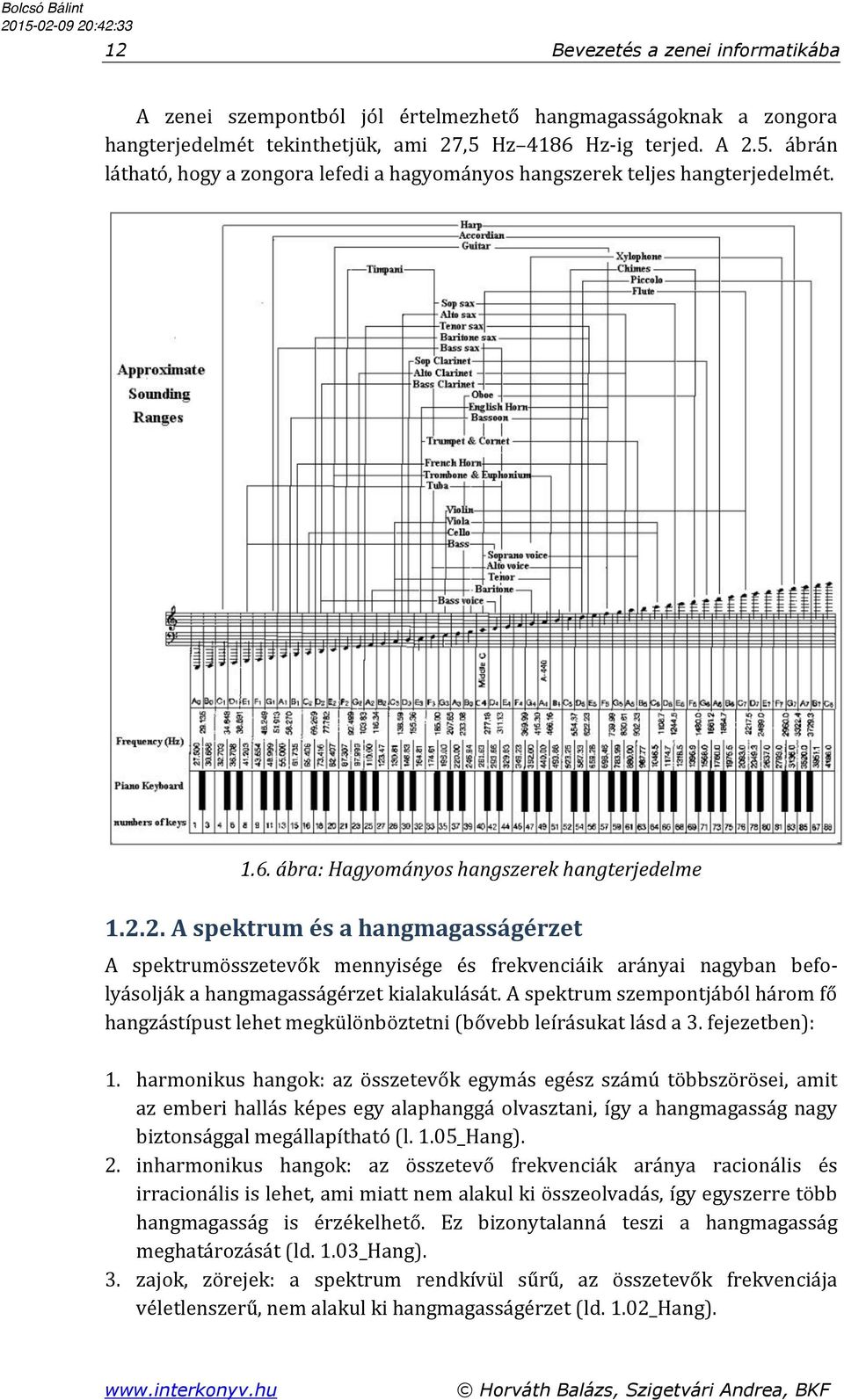 A spektrum szempontjából három fő hangzástípust lehet megkülönböztetni (bővebb leírásukat lásd a 3. fejezetben): 1.