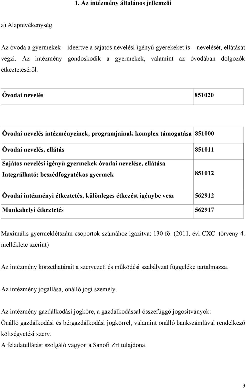 Óvodai nevelés 851020 Óvodai nevelés intézményeinek, programjainak komplex támogatása 851000 Óvodai nevelés, ellátás 851011 Sajátos nevelési igényű gyermekek óvodai nevelése, ellátása Integrálható: