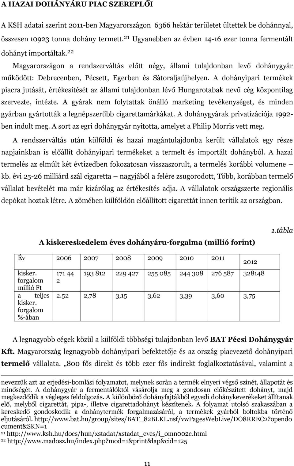 22 Magyarországon a rendszerváltás előtt négy, állami tulajdonban levő dohánygyár működött: Debrecenben, Pécsett, Egerben és Sátoraljaújhelyen.