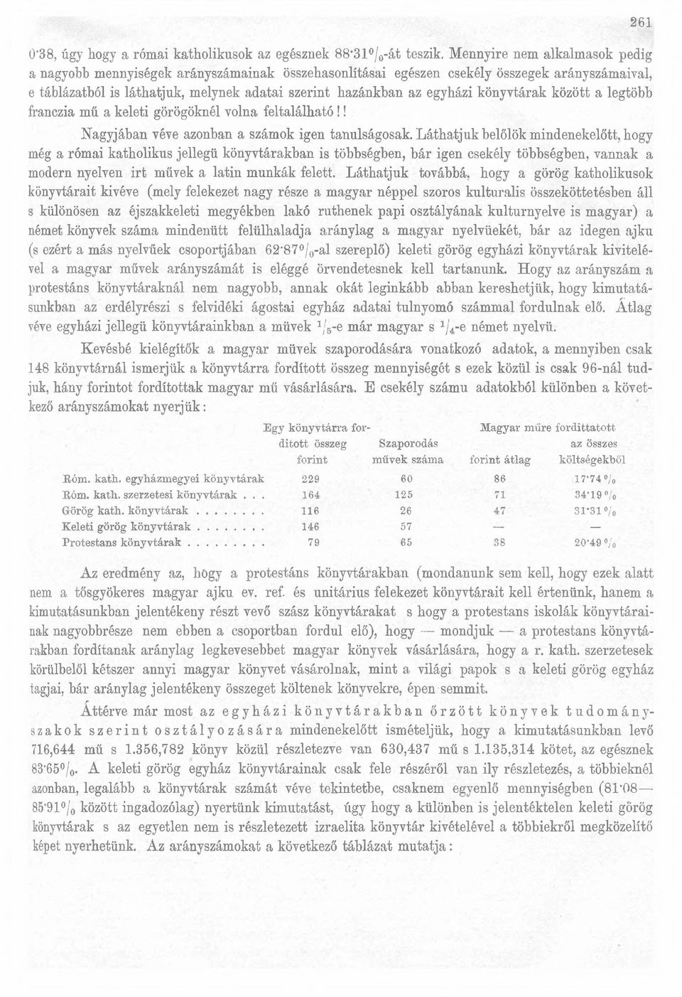 könyvtárak között a legtöbb franczia mű a keleti görögöknél volna feltalálható!! Nagyjában véve azonban a számok igen tanulságosak.