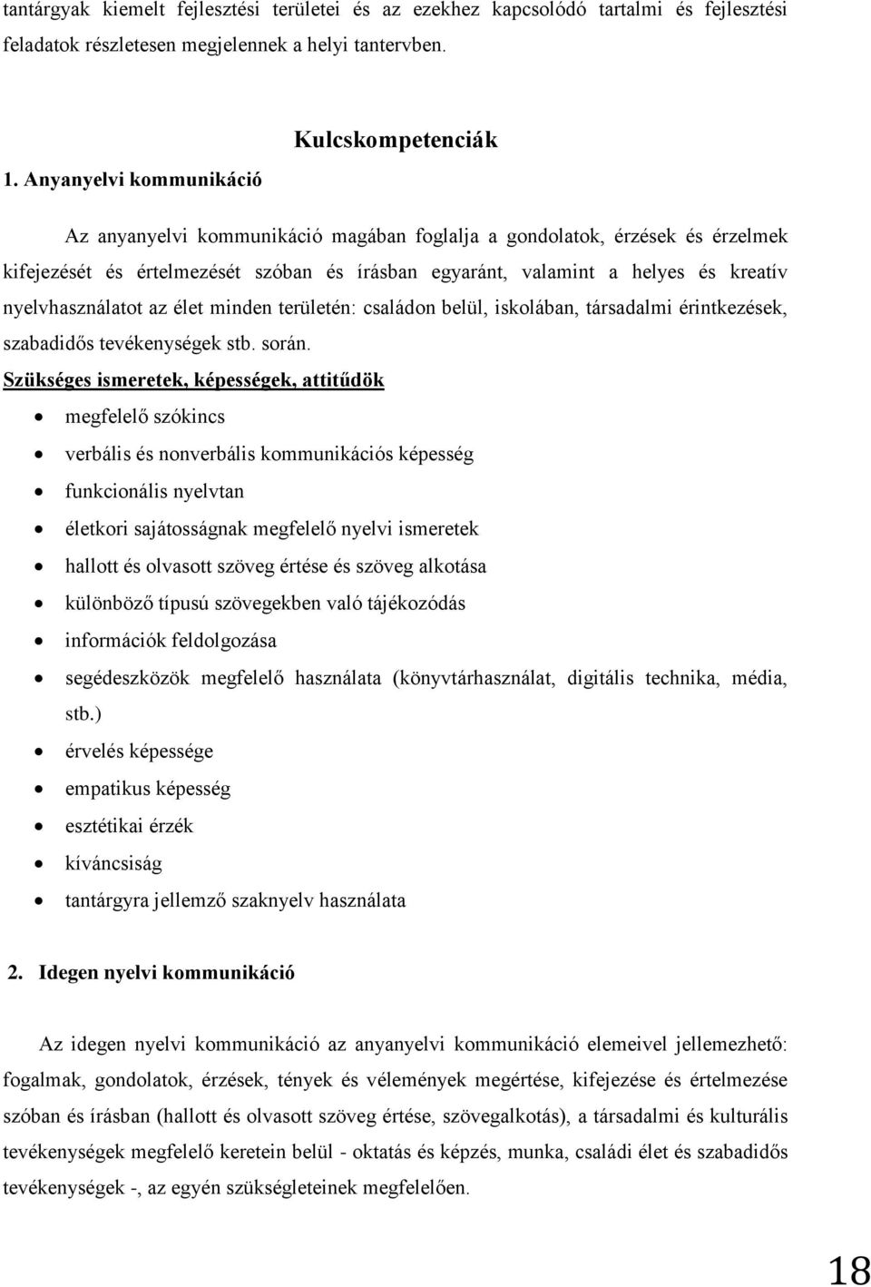 kreatív nyelvhasználatot az élet minden területén: családon belül, iskolában, társadalmi érintkezések, szabadidős tevékenységek stb. során.