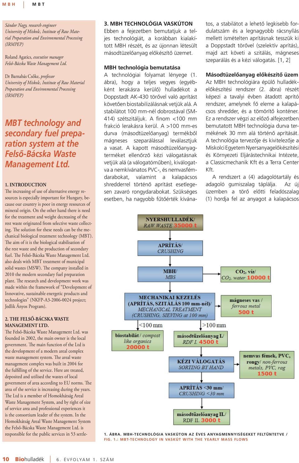 Dr Barnabás Csőke, professor University of Miskolc, Institute of Raw Material Preparation and Environmental Processing (IRMPEP) MBT technology and secondary fuel preparation system at the