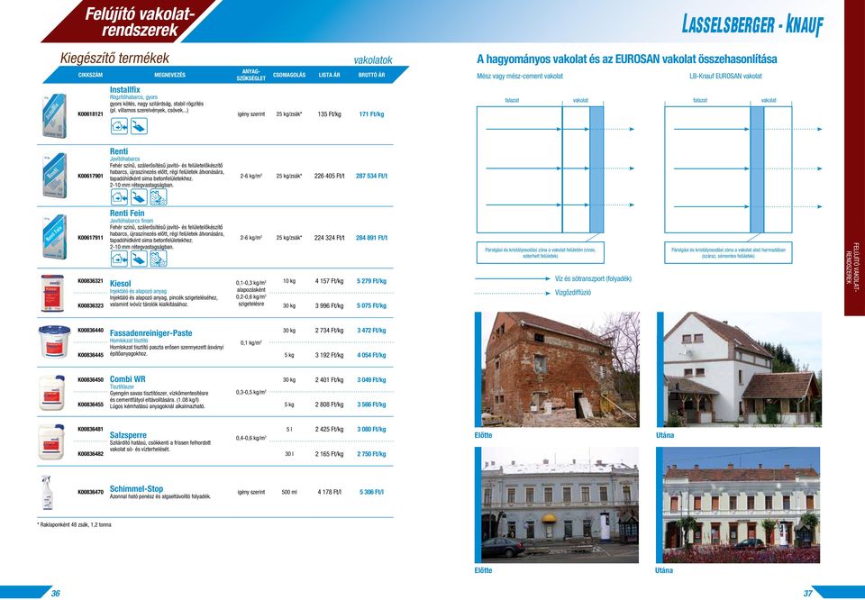 Renti Javítóhabarcs Fehér színû, szálerôsítésû javító- és felületelôkészítô habarcs, újraszínezés elôtt, régi felületek átvonására, tapadóhídként sima betonfelületekhez. 2-10 mm réteg.