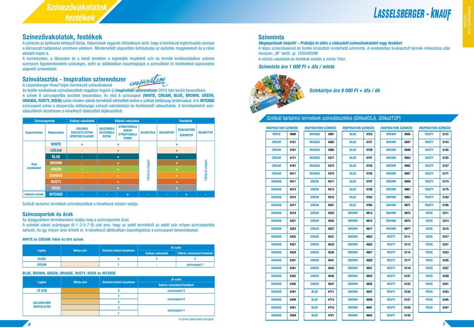 A homlokzaton, a lábazaton és a belsô terekben a leginkább megfelelô szín és termék kiválasztásához számos szempont figyelembevétele szükséges, ezért az alábbiakban összefoglaljuk a színezôkkel és