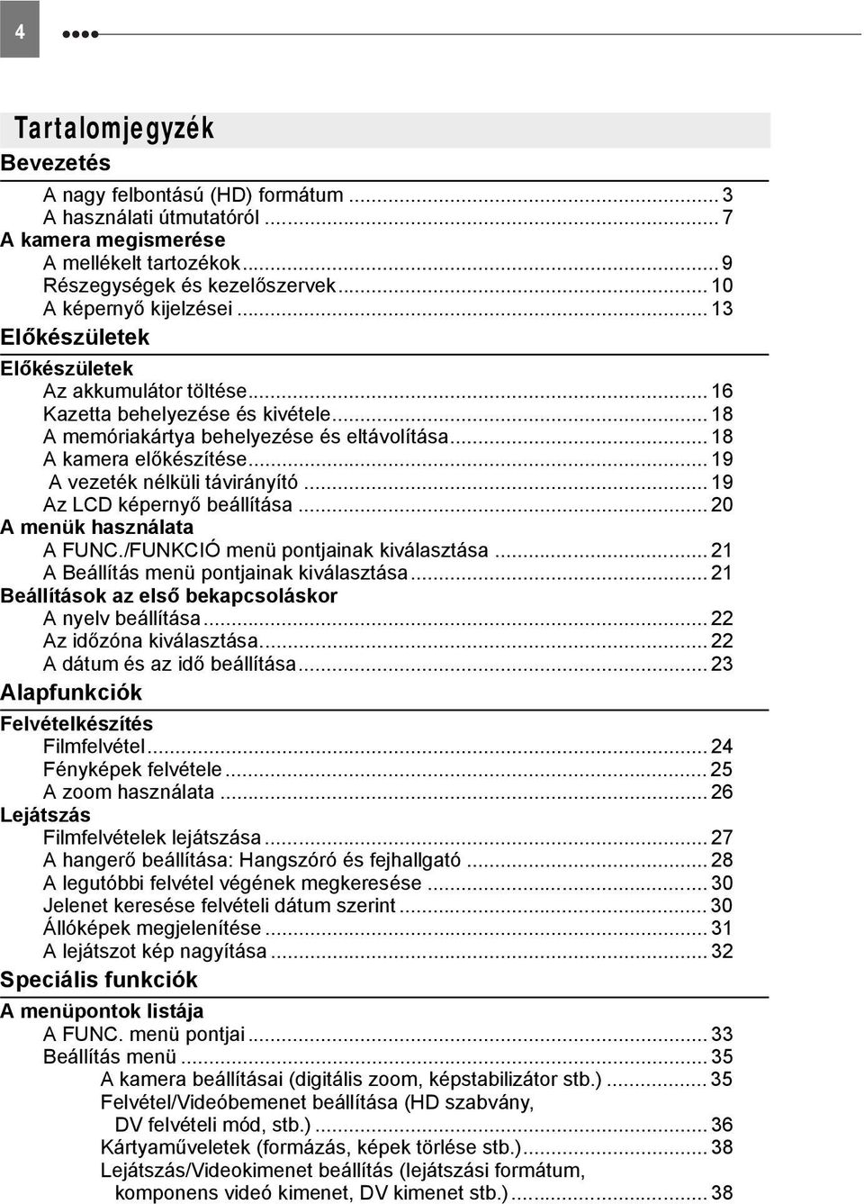 .. 19 A vezeték nélküli távirányító... 19 Az LCD képernyő beállítása... 20 A menük használata A /FUNKCIÓ menü pontjainak kiválasztása... 21 A Beállítás menü pontjainak kiválasztása.