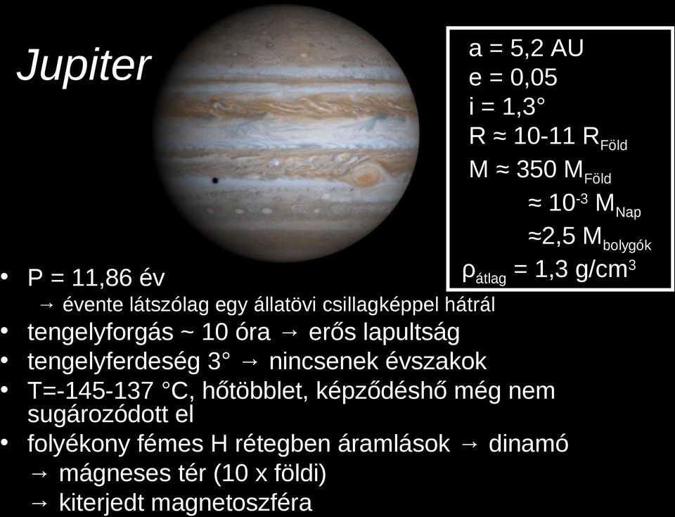 lapultság tengelyferdeség 3 nincsenek évszakok T=-145-137 C, hőtöbblet, képződéshő még nem