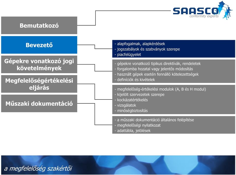 használt gépek esetén fennálló kötelezettségek - definíciók és kivételek - megfelelőség-értékelési modulok (A, B és H modul) - kijelölt szervezetek