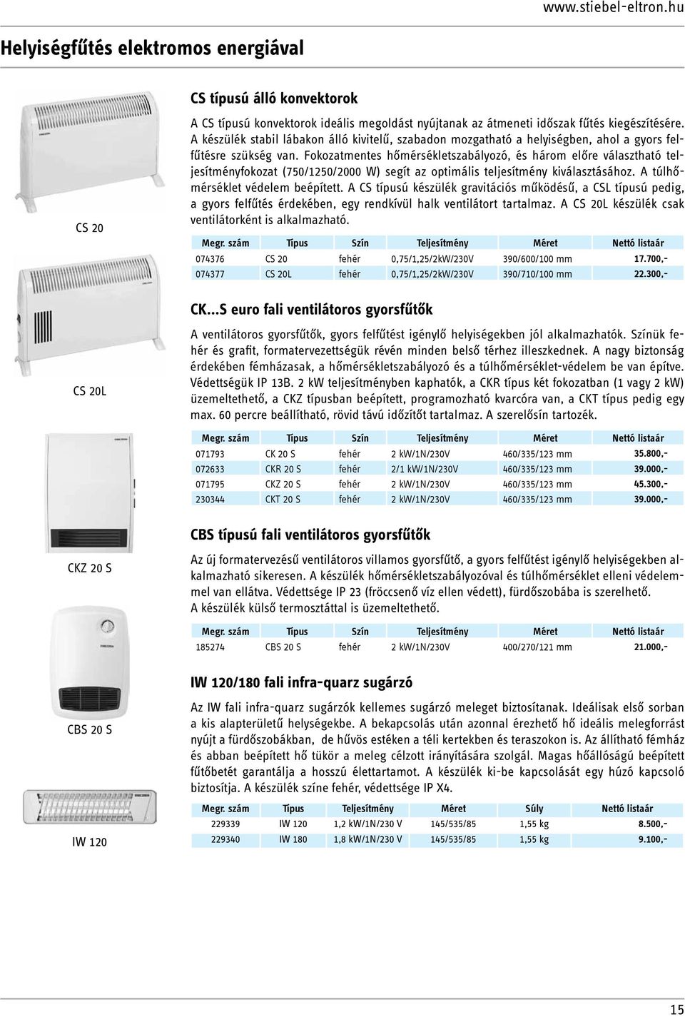 Fokozatmentes hőmérsék letszabályozó, és három előre választható telje sít ményfokozat (750/1250/2000 W) segít az optimális teljesítmény kiválasztásához. A túl hőmérséklet védelem be épített.