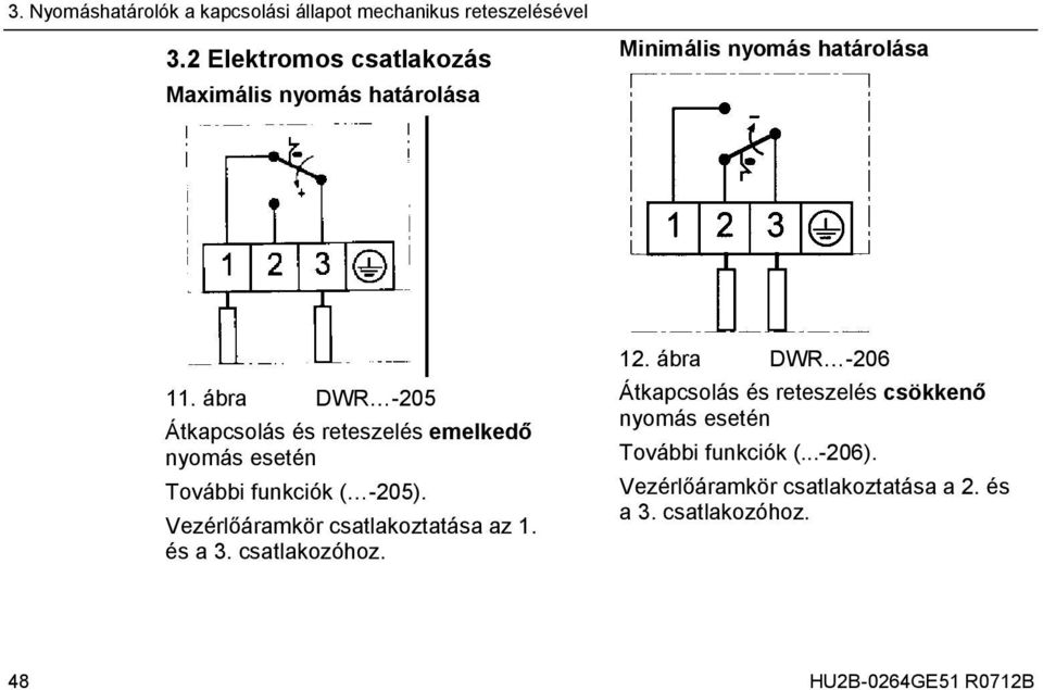 ábra DWR -205 Átkapcsolás és reteszelés emelkedő nyomás esetén További funkciók ( -205).