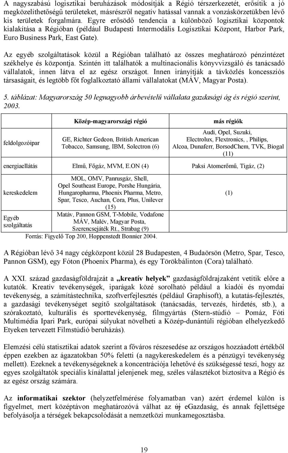 Az egyéb szolgáltatások közül a Régióban található az összes meghatározó pénzintézet székhelye és központja.