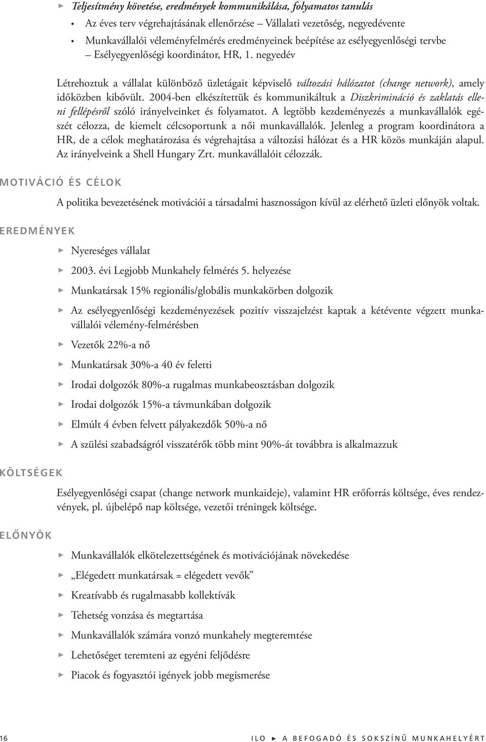 2004-ben elkészítettük és kommunikáltuk a Diszkrimináció és zaklatás elleni fellépésről szóló irányelveinket és folyamatot.