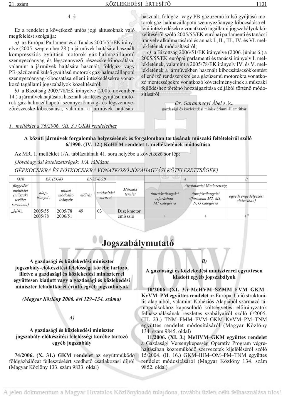 PB-gázüzemû külsõ gyújtású motorok gáz-halmazállapotú szennyezõanyag-kibocsátása elleni intézkedésekre vonatkozó tagállami jogszabályok közelítésérõl; b) a Bizottság 2005/78/EK irányelve (2005.