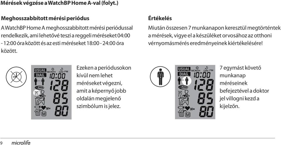 óra között és az esti méréseket 18:00-24:00 óra között.