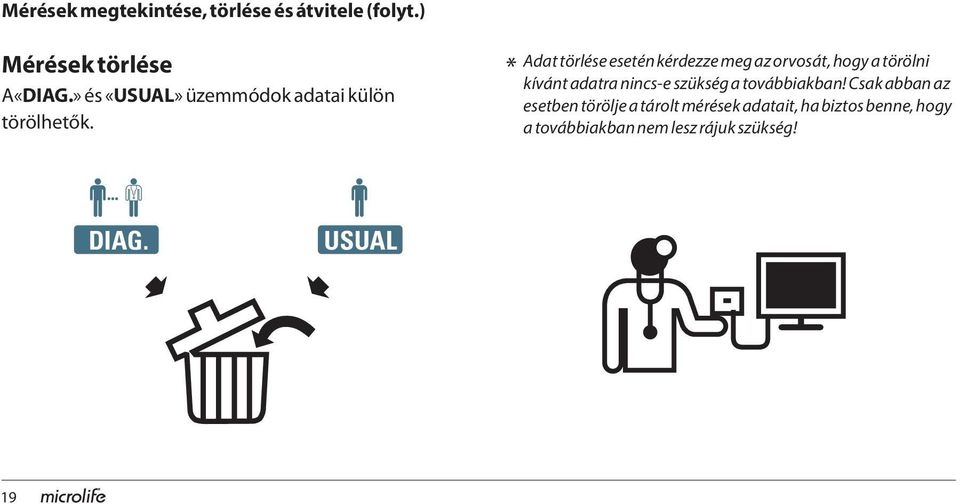 * Adat törlése esetén kérdezze meg az orvosát, hogy a törölni kívánt adatra nincs-e szükség a