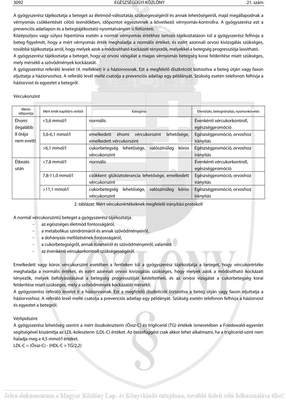 következő vérnyomás-kontrollra. A gyógyszerész ezt a prevenciós adatlapon és a betegtájékoztató nyomtatványon is feltünteti.