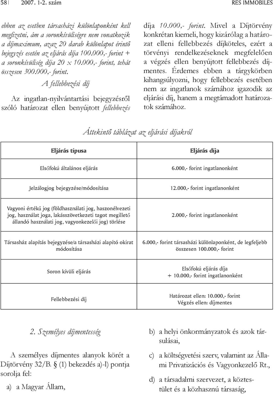 100.000,- forint + a soron kívüliség díja 20 x 10.000,- forint, tehát összesen 300.000,- forint. A fellebbezési díj Az ingatlan-nyilvántartási bejegyzésről szóló határozat ellen benyújtott fel lebbezés díja 10.