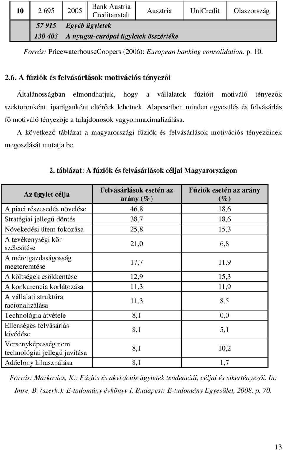 Alapesetben minden egyesülés és felvásárlás fő motiváló tényezője a tulajdonosok vagyonmaximalizálása.