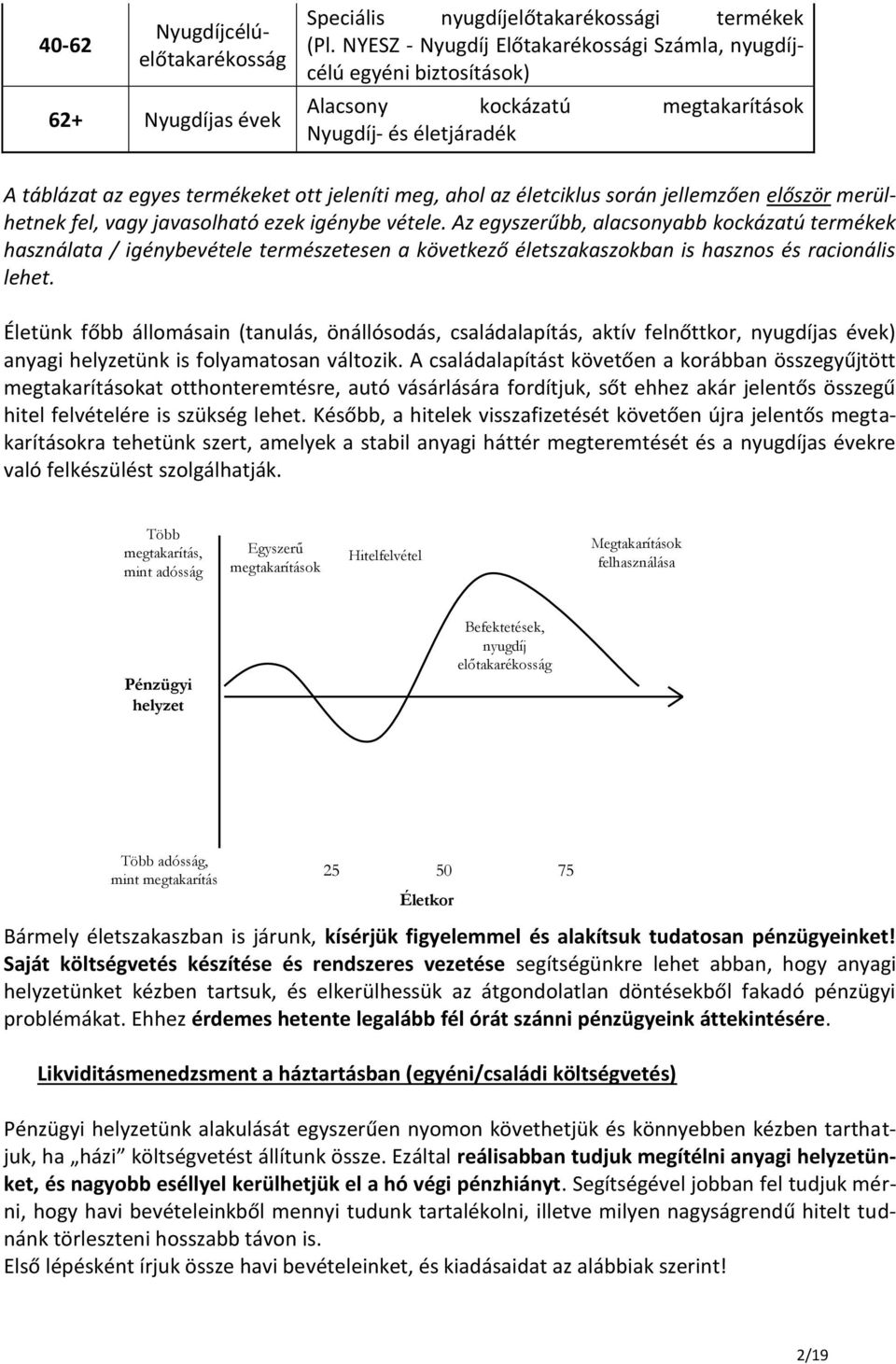 során jellemzően először merülhetnek fel, vagy javasolható ezek igénybe vétele.