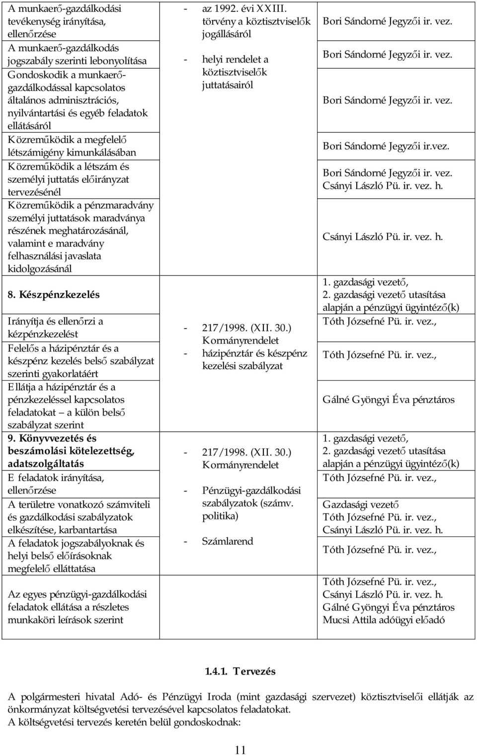 személyi juttatások maradványa részének meghatározásánál, valamint e maradvány felhasználási javaslata kidolgozásánál 8.