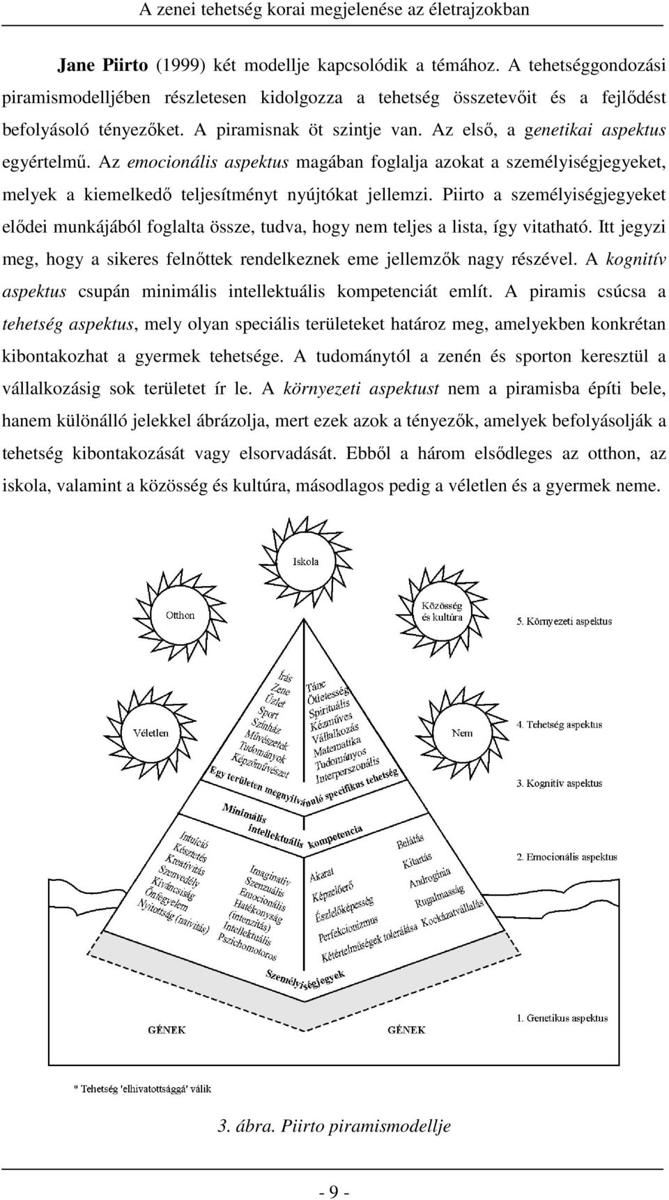 Piirto a személyiségjegyeket elődei munkájából foglalta össze, tudva, hogy nem teljes a lista, így vitatható. Itt jegyzi meg, hogy a sikeres felnőttek rendelkeznek eme jellemzők nagy részével.