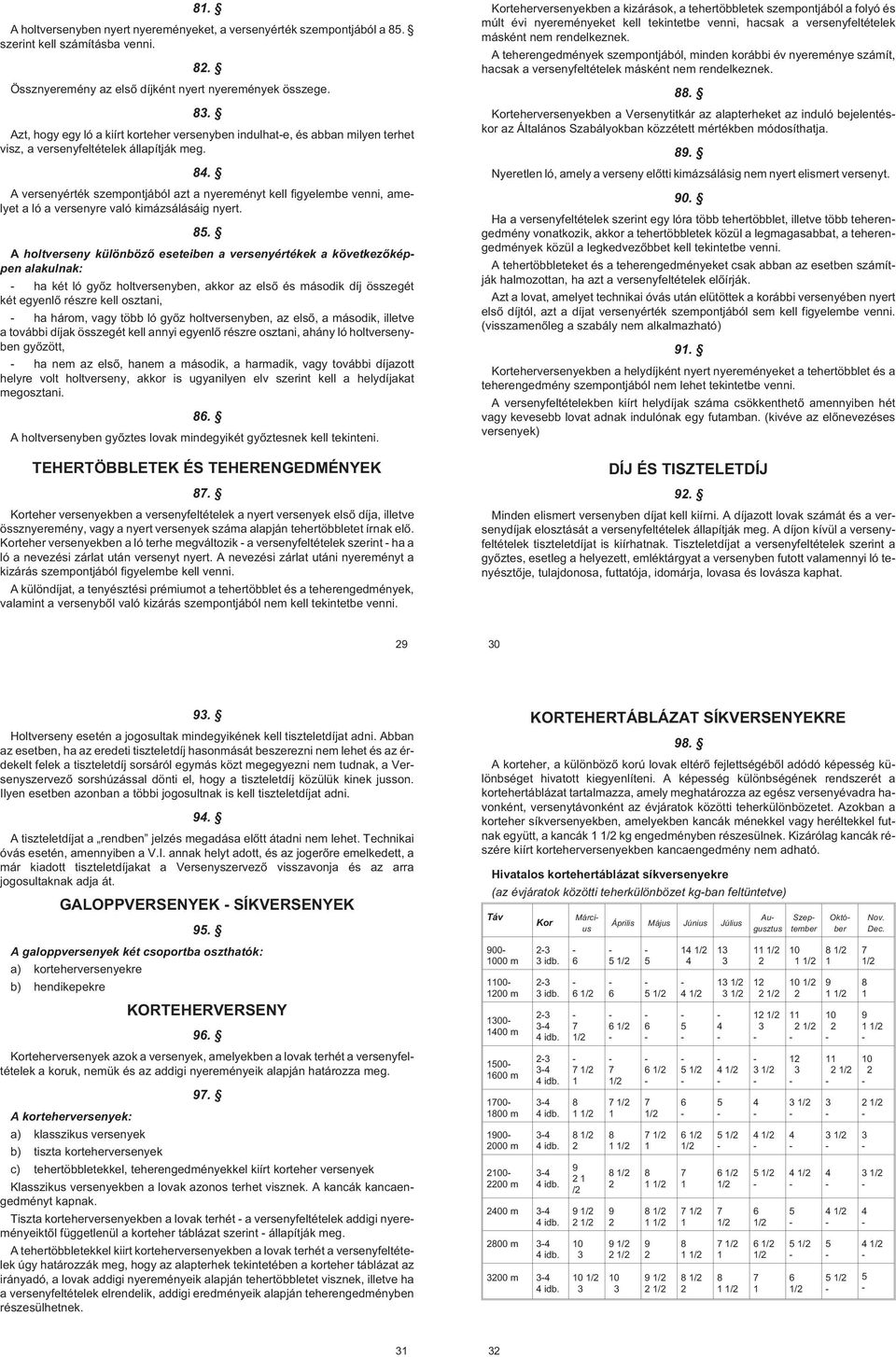 A versenyérték szempontjából azt a nyereményt kell figyelembe venni, amelyet a ló a versenyre való kimázsálásáig nyert. 85.