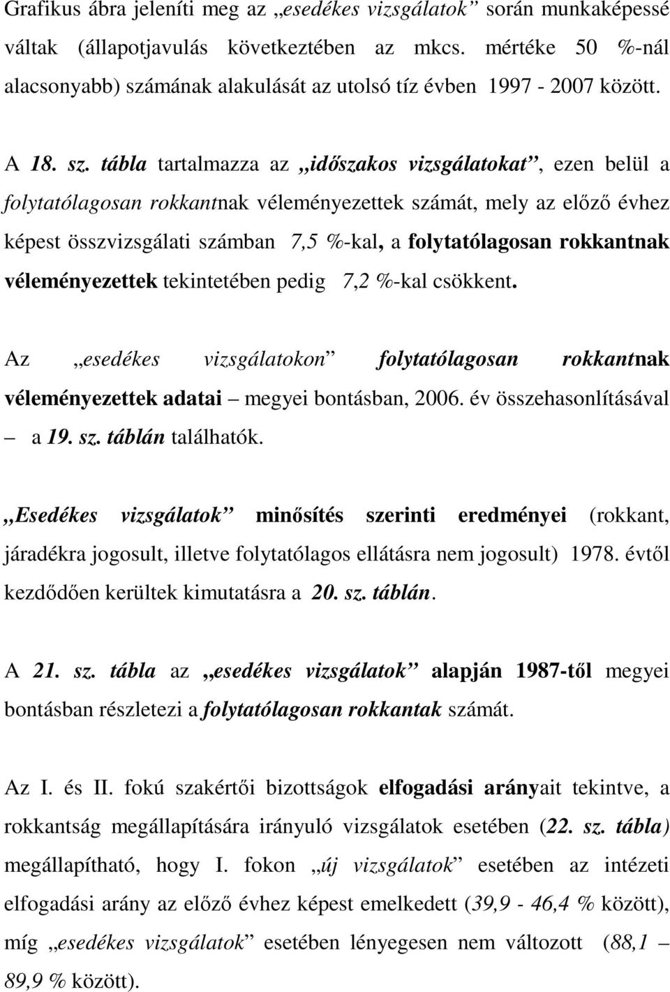 mának alakulását az utolsó tíz évben 1997-2007 között. A 18. sz.