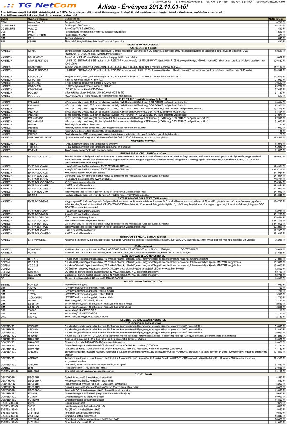 Ajtóvezérlők és bővítők KANTECH KT-100 Egyajtós vezérlő (12VDC külső tápot igényel), 2 olvasó fogadása,1 zárkimenet, 4 OC kimenet, 2 bemenet, 6000 felhasználó (Doboz és tápellátás nélkül, Javasolt