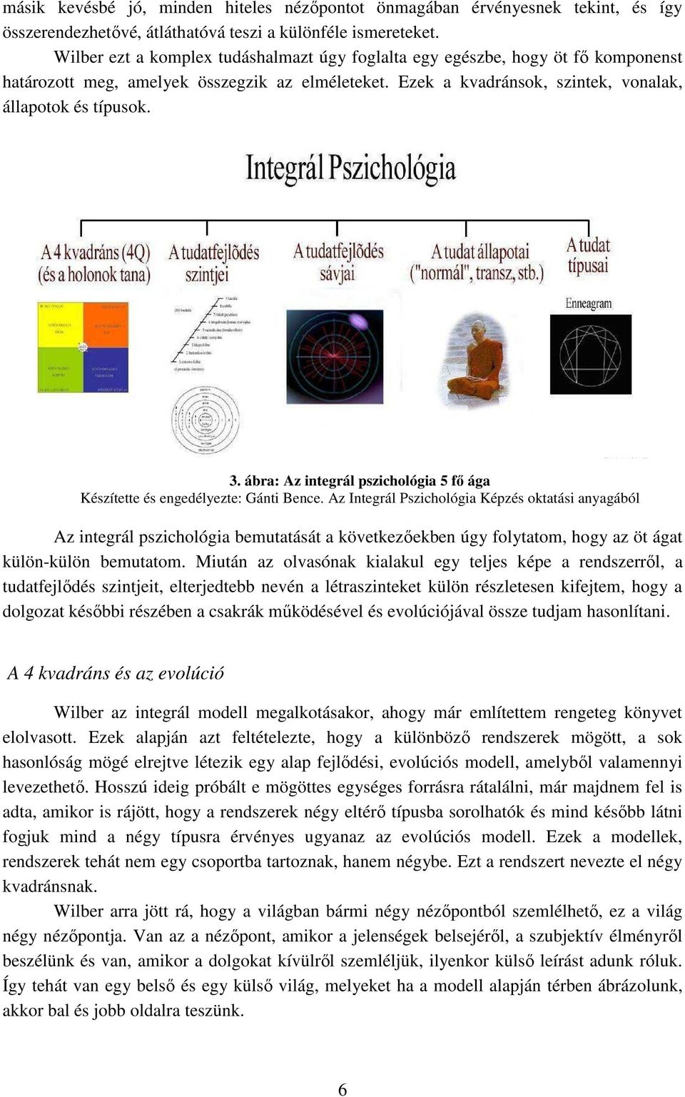 ábra: Az integrál pszichológia 5 fő ága Készítette és engedélyezte: Gánti Bence.