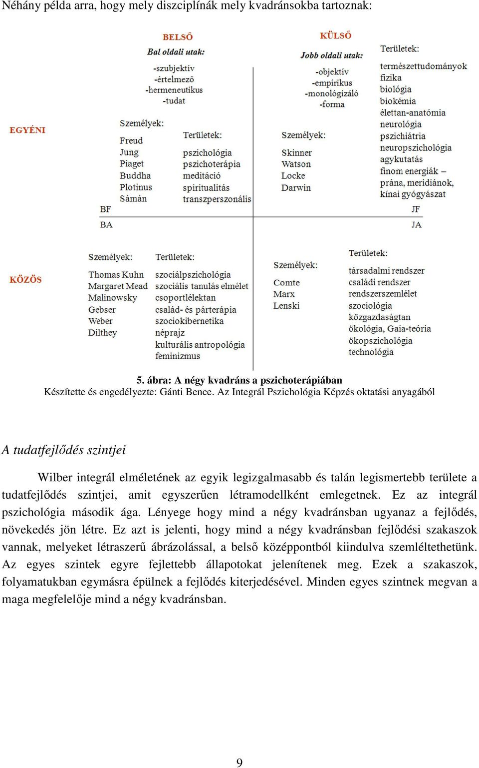 egyszerűen létramodellként emlegetnek. Ez az integrál pszichológia második ága. Lényege hogy mind a négy kvadránsban ugyanaz a fejlődés, növekedés jön létre.