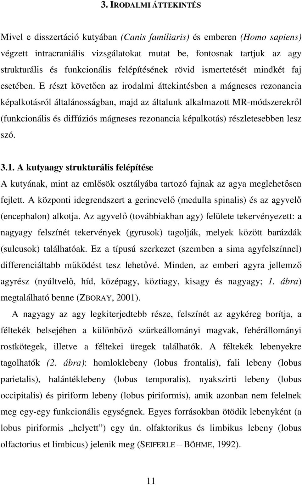 E részt követıen az irodalmi áttekintésben a mágneses rezonancia képalkotásról általánosságban, majd az általunk alkalmazott MR-módszerekrıl (funkcionális és diffúziós mágneses rezonancia képalkotás)