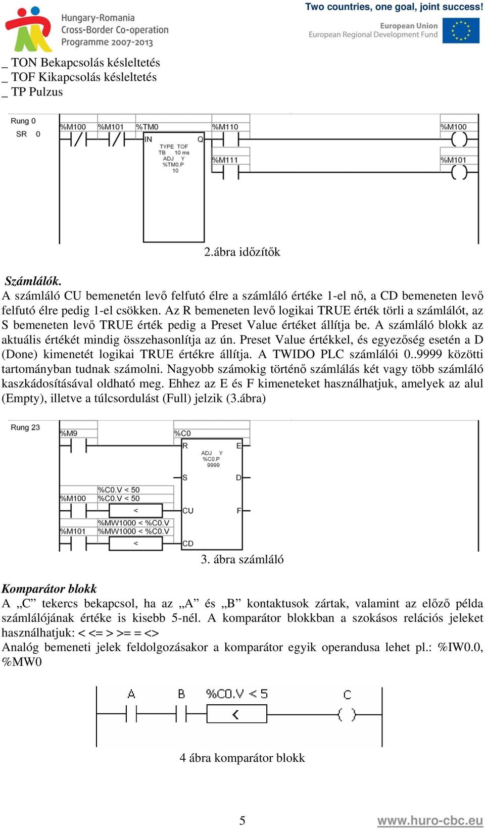 Az R bemeneten levő logikai TRUE érték törli a számlálót, az S bemeneten levő TRUE érték pedig a Preset Value értéket állítja be. A számláló blokk az aktuális értékét mindig összehasonlítja az ún.