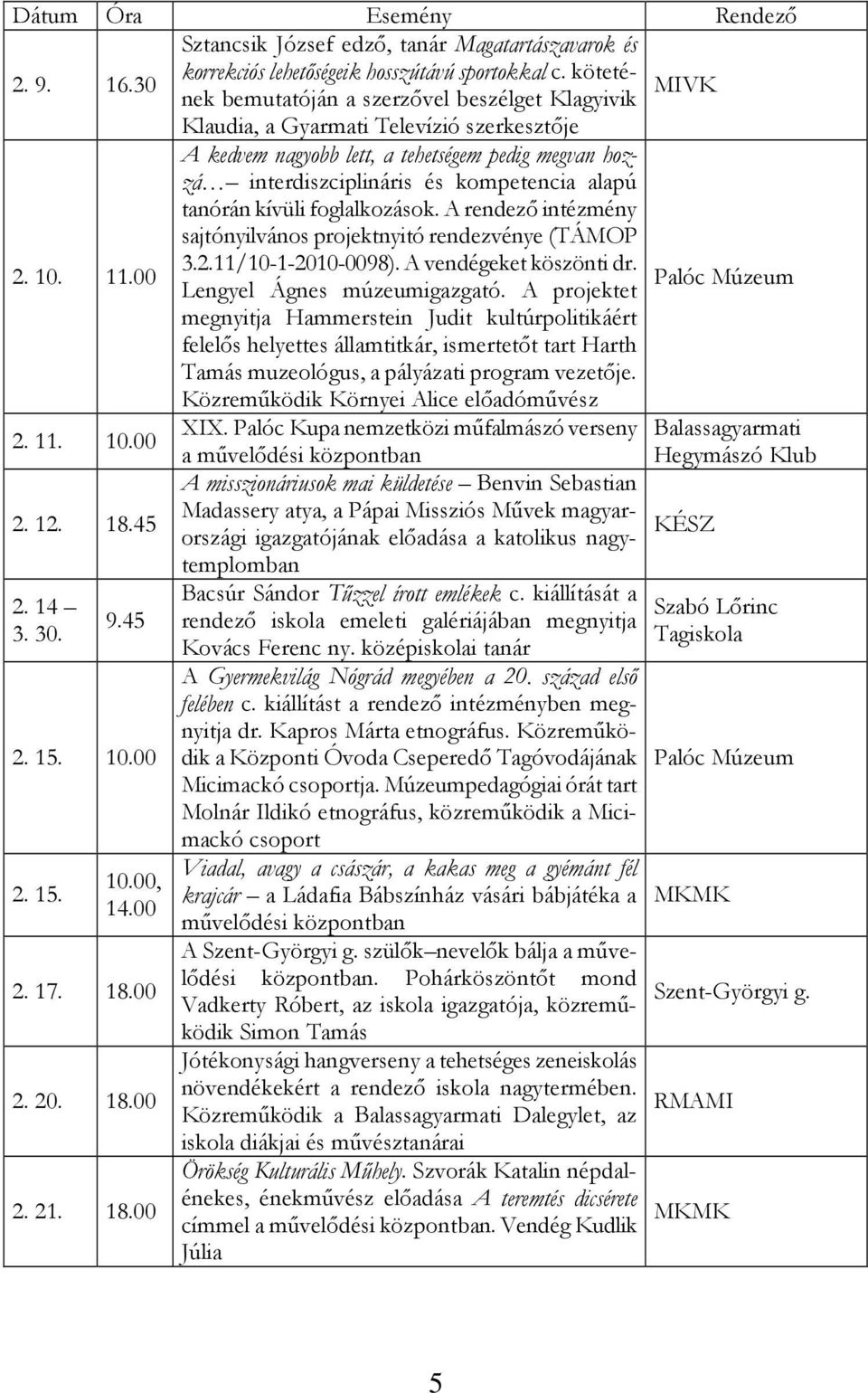 00 A kedvem nagyobb lett, a tehetségem pedig megvan hozzá interdiszciplináris és kompetencia alapú tanórán kívüli foglalkozások. A rendező intézmény sajtónyilvános projektnyitó rendezvénye (TÁMOP 3.2.