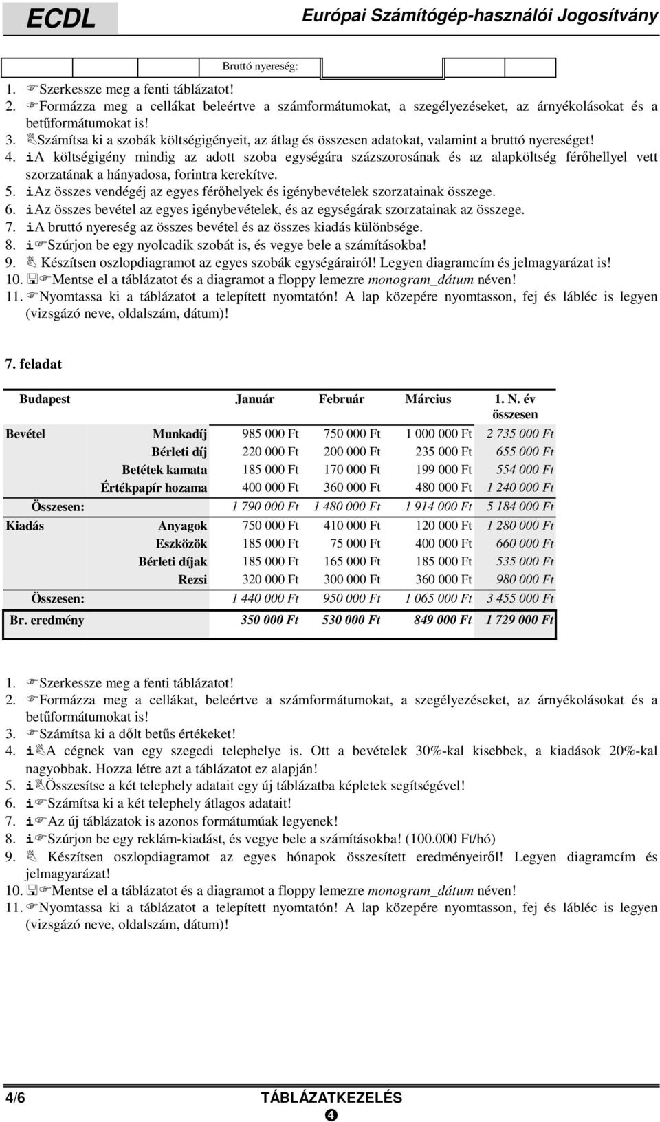 iaz összes vendégéj az egyes férőhelyek és igénybevételek szorzatainak összege. 6. iaz összes bevétel az egyes igénybevételek, és az egységárak szorzatainak az összege. 7.