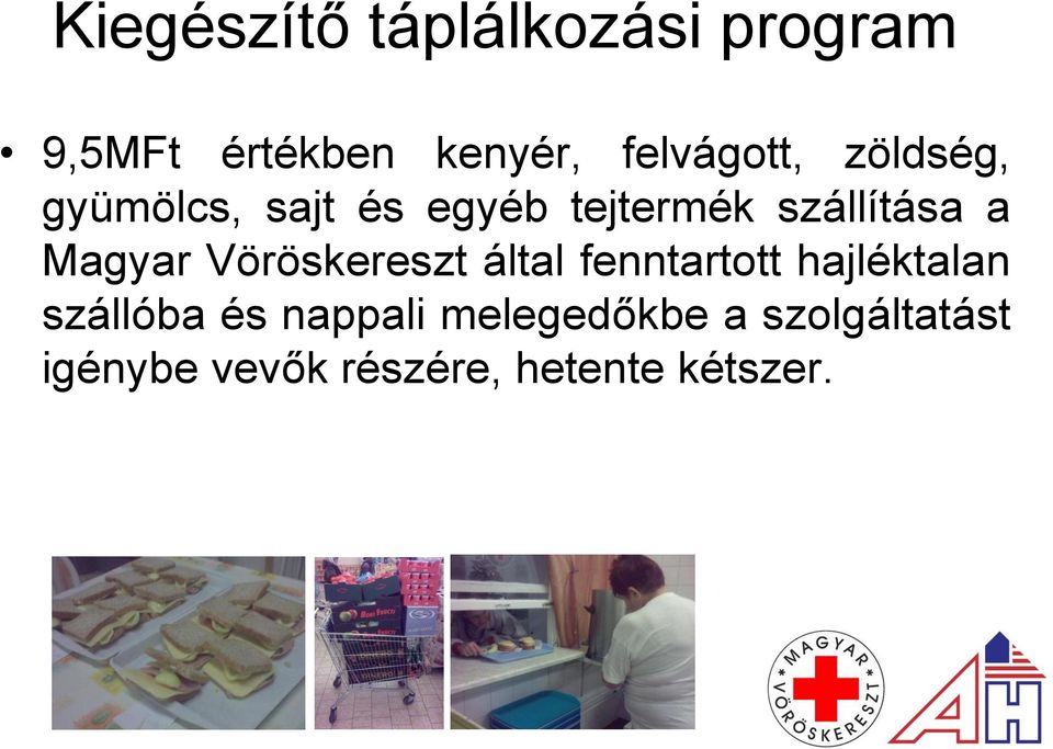 a Magyar Vöröskereszt által fenntartott hajléktalan szállóba és