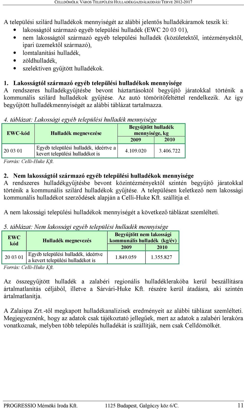 Lakosságtól származó egyéb települési hulladékok mennyisége A rendszeres hulladékgyűjtésbe bevont háztartásoktól begyűjtő járatokkal történik a kommunális szilárd hulladékok gyűjtése.