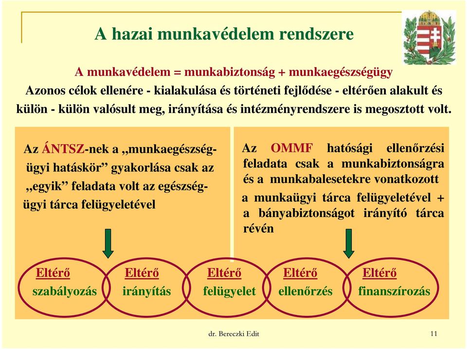 Az ÁNTSZ-nek a munkaegészségügyi hatáskör gyakorlása csak az egyik feladata volt az egészségügyi tárca felügyeletével Az OMMF hatósági ellenőrzési feladata csak