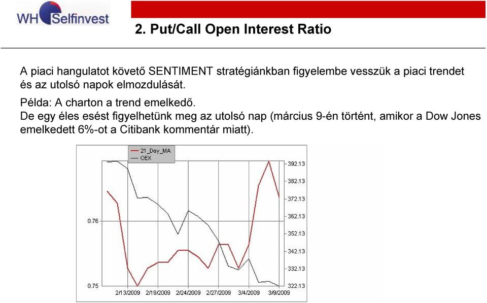 elmozdulását. Példa: A charton a trend emelkedő.