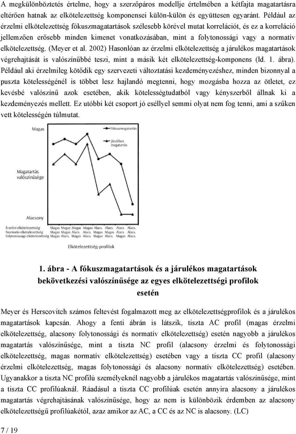 elkötelezettség. (Meyer et al. 2002) Hasonlóan az érzelmi elkötelezettség a járulékos magatartások végrehajtását is valószínűbbé teszi, mint a másik két elkötelezettség-komponens (ld. 1. ábra).