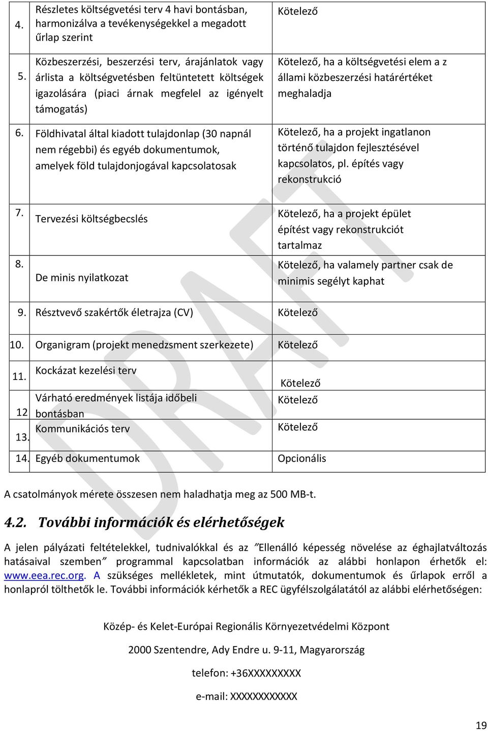 Földhivatal által kiadott tulajdonlap (30 napnál nem régebbi) és egyéb dokumentumok, amelyek föld tulajdonjogával kapcsolatosak Kötelező, ha a projekt ingatlanon történő tulajdon fejlesztésével